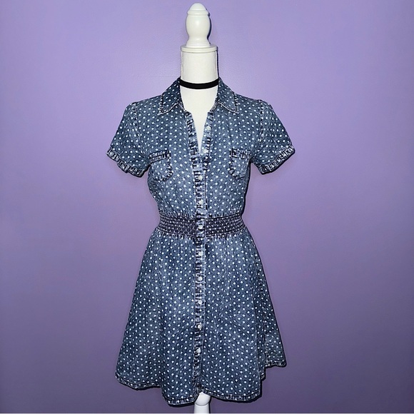 Mossimo Supply Co. Denim Polka Dot Dress - Picture 1 of 12